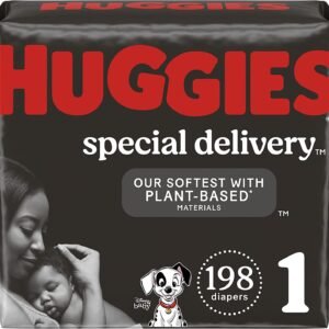 Hypoallergenic Baby Diapers Size 1 (8-14 Lbs), Huggies Special Delivery Newborn Diapers, Fragrance Free, Safe For Sensitive Skin, 198 Ct
