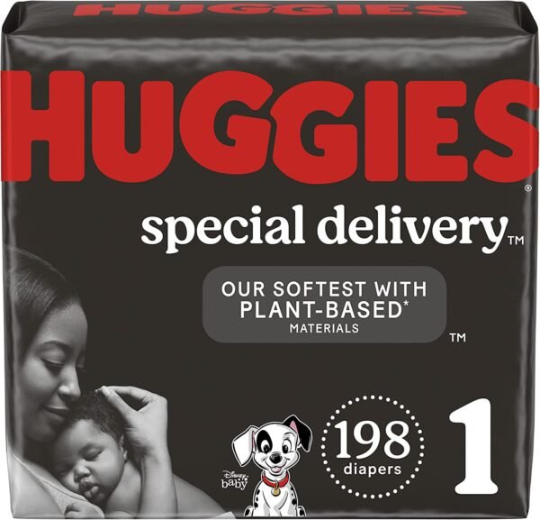 Hypoallergenic Baby Diapers Size 1 (8-14 Lbs), Huggies Special Delivery Newborn Diapers, Fragrance Free, Safe For Sensitive Skin, 198 Ct