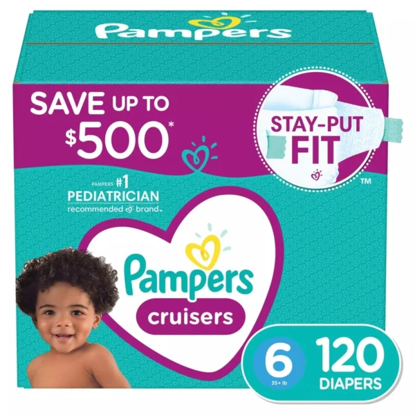 Pampers Cruisers Diapers – Size 6 (35+ Pounds), 120 Count